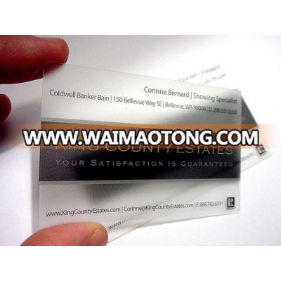 factory price Transparent Plastic Business Cards Custom Visit/Name Card PVC Business Card