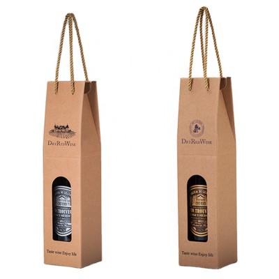 Factory High Quality Brown Kraft Paper Christmas Wine Paper Bags For Bottles